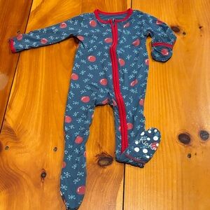 KICKEE PANTS 6-9M Blue/Red Jacks Print Bamboo Footie Footed Romper Jumper
